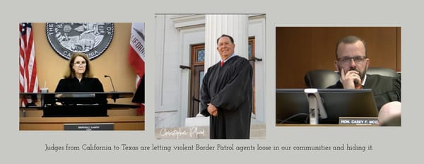 Judges across southern border are letting adjudicated violent Border Patrol agents loose in our communities.